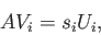 \begin{displaymath}A V_i = s_i U_i, \end{displaymath}
