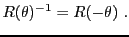 $\displaystyle R(\theta){^{-1}}= R(-\theta)\ .
$