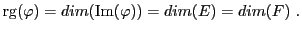 $\displaystyle {\rm rg}(\varphi) = dim({\rm Im}(\varphi)) = dim(E) = dim(F)\ .
$