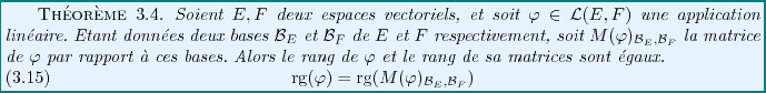 \begin{theorem}
Soient $E,F$\ deux espaces vectoriels, et soit $\varphi\in{\math...
...\rm rg}(M(\varphi)_{{\mathcal B}_E,{\mathcal B}_F})
\end{equation}\end{theorem}