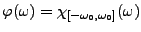 $ \varphi(\omega)=\chi_{[-\omega_0,\omega_0]}(\omega)$