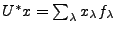 $ U^* x=\sum_\lambda x_\lambda f_\lambda$