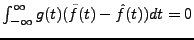 $ \int_{-\infty}^\infty g(t)(\tilde f(t)-\hat f(t))dt =0$