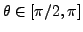$ \theta\in [\pi/2,\pi]$
