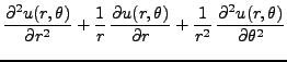 $\displaystyle \frac{\partial^2 u(r,\theta)}{\partial r^2} +
\frac1{r}\,\frac{\p...
...a)}{\partial r} +
\frac1{r^2}\,\frac{\partial^2 u(r,\theta)}{\partial \theta^2}$