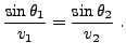$\displaystyle \frac{\sin\theta_1}{v_1} = \frac{\sin\theta_2}{v_2}\ .
$