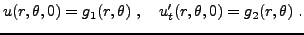 $\displaystyle u(r,\theta,0) = g_1(r,\theta)\ ,\quad u'_t(r,\theta,0) = g_2(r,\theta)\ .
$