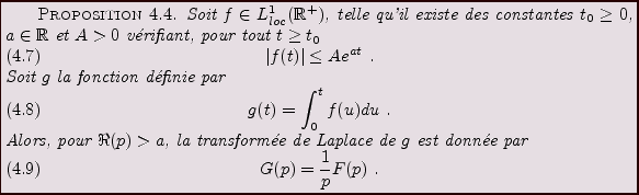 \begin{proposition}
Soit $f\in L^1_{loc}({\mathbb{R}}^+)$, telle qu'il existe de...
...'ee par
\begin{equation}
G(p) = \frac1{p}F(p)\ .
\end{equation}\end{proposition}
